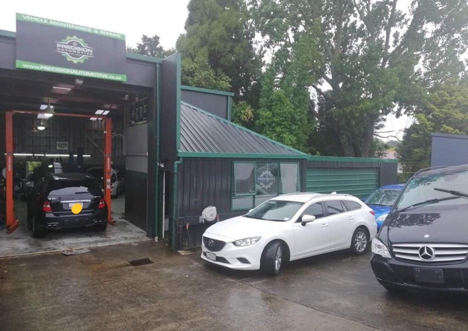 Precision Automotive workshop in New Lynn — Warrant of Fitness inspection bay